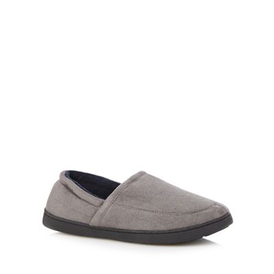 Maine New England Grey suedette memory foam slippers